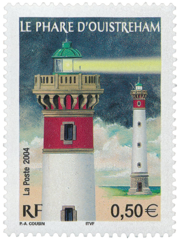 Timbre Le Phare d'Ouistreham, La Poste 2004, dessin P.-A. Cousin